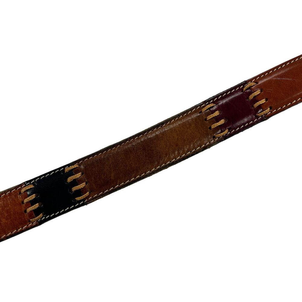 Fossil Leather Multicolor Patchwork Stitched Belt… - image 5